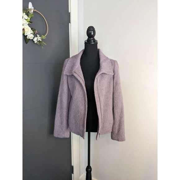Talbots The Jackie Purple Moto Funnel Neck Wool/Mohair Blend Jacket - 8‎ - Picture 1 of 10